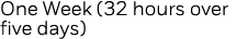 One Week (32 hours over five days) 