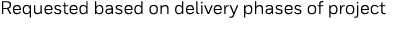 Requested based on delivery phases of project 