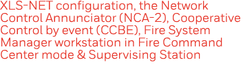 XLS-NET configuration, the Network Control Annunciator (NCA-2), Cooperative Control by event (CCBE), Fire System Mana   